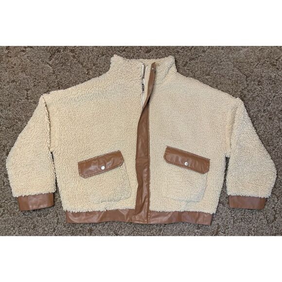 Blue Blush Jacket Womens Small‎ Sherpa Brown Pockets Full Zip - Picture 1 of 10